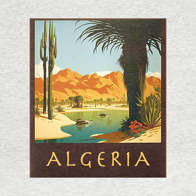 Algeria Oasis Vintage Travel Art Poster by OldTravelArt